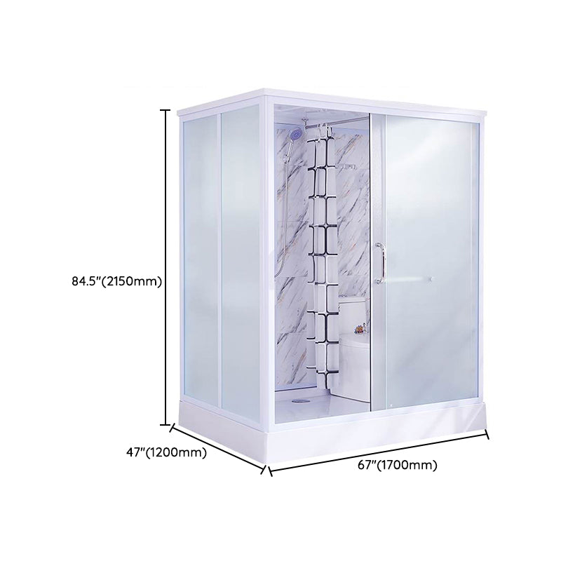 Framed Single Sliding Shower Kit Rectangle Frosted Shower Kit Clearhalo 'Bathroom Remodel & Bathroom Fixtures' 'Home Improvement' 'home_improvement' 'home_improvement_shower_stalls_enclosures' 'Shower Stalls & Enclosures' 'shower_stalls_enclosures' 'Showers & Bathtubs' 7396157