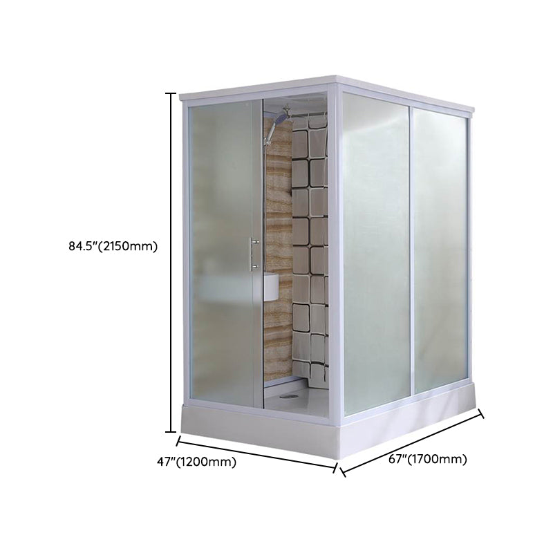 Framed Single Sliding Shower Kit Rectangle Frosted Shower Kit Clearhalo 'Bathroom Remodel & Bathroom Fixtures' 'Home Improvement' 'home_improvement' 'home_improvement_shower_stalls_enclosures' 'Shower Stalls & Enclosures' 'shower_stalls_enclosures' 'Showers & Bathtubs' 7396159
