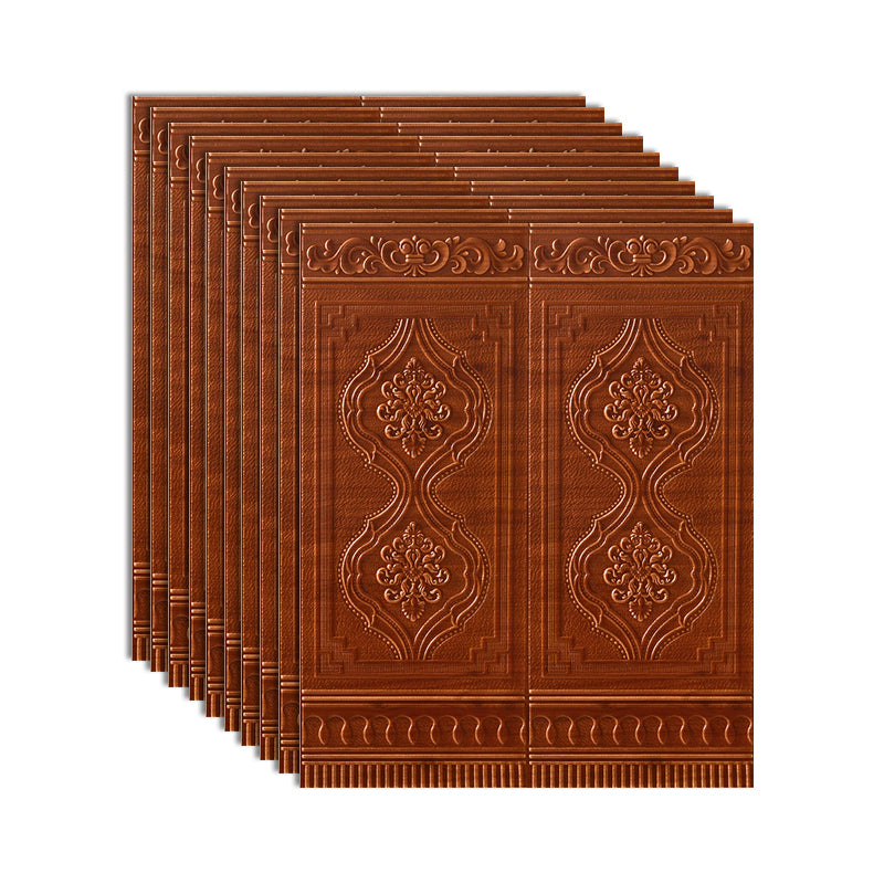 3D Backsplash Panels Contemporary Plastic Backsplash Panels with Waterproof Red Brown 10-Piece Set Clearhalo 'Flooring 'Home Improvement' 'home_improvement' 'home_improvement_wall_paneling' 'Wall Paneling' 'wall_paneling' 'Walls & Ceilings' Walls and Ceiling' 7396919