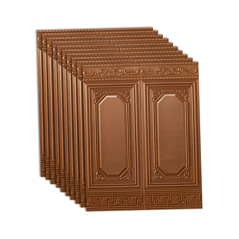 3D Backsplash Panels Contemporary Plastic Backsplash Panels with Waterproof Coppery 10-Piece Set Clearhalo 'Flooring 'Home Improvement' 'home_improvement' 'home_improvement_wall_paneling' 'Wall Paneling' 'wall_paneling' 'Walls & Ceilings' Walls and Ceiling' 7396930