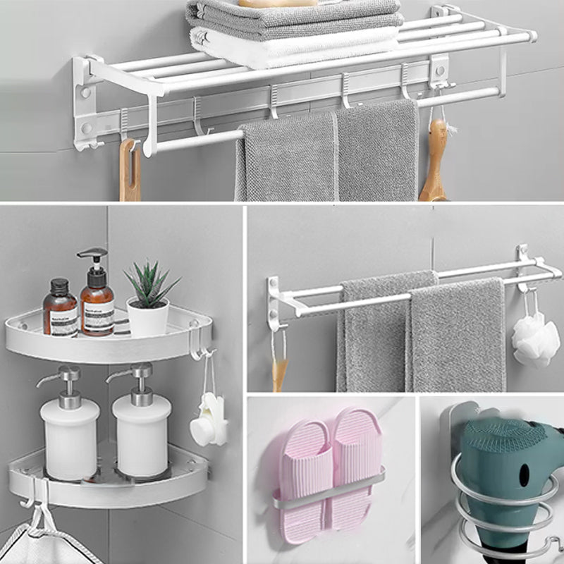 Modern Bathroom Accessories Hardware Set White Metal Bathroom Accessory Kit 6-Piece Set (Triangular Bath Shelf) Clearhalo 'Bathroom Hardware Sets' 'Bathroom Hardware' 'Bathroom Remodel & Bathroom Fixtures' 'bathroom_hardware_sets' 'Home Improvement' 'home_improvement' 'home_improvement_bathroom_hardware_sets' 7397053