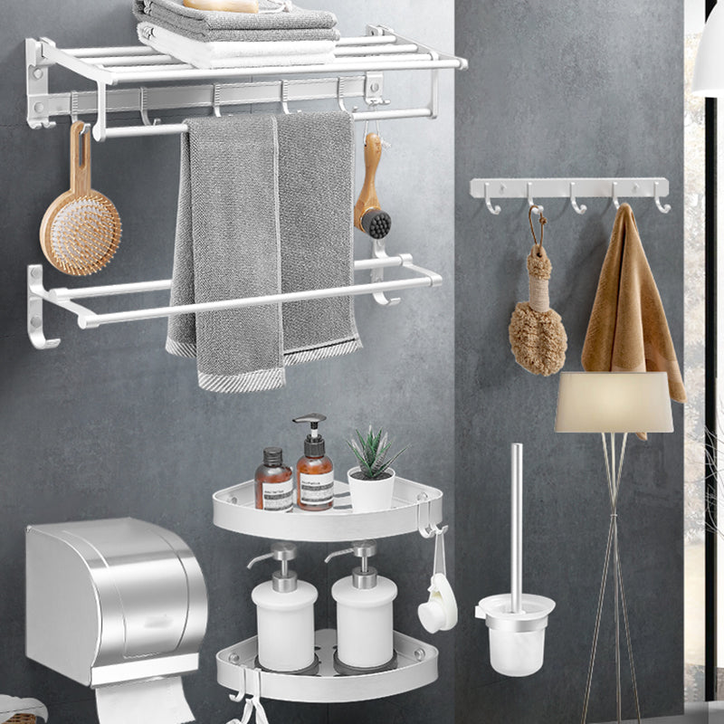 Modern Bathroom Accessories Hardware Set White Metal Bathroom Accessory Kit Clearhalo 'Bathroom Hardware Sets' 'Bathroom Hardware' 'Bathroom Remodel & Bathroom Fixtures' 'bathroom_hardware_sets' 'Home Improvement' 'home_improvement' 'home_improvement_bathroom_hardware_sets' 7397054