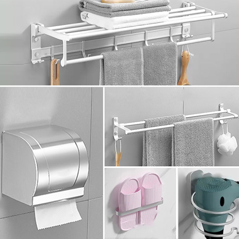 Modern Bathroom Accessories Hardware Set White Metal Bathroom Accessory Kit 5-Piece Set (Toilet Paper Holder) Clearhalo 'Bathroom Hardware Sets' 'Bathroom Hardware' 'Bathroom Remodel & Bathroom Fixtures' 'bathroom_hardware_sets' 'Home Improvement' 'home_improvement' 'home_improvement_bathroom_hardware_sets' 7397058