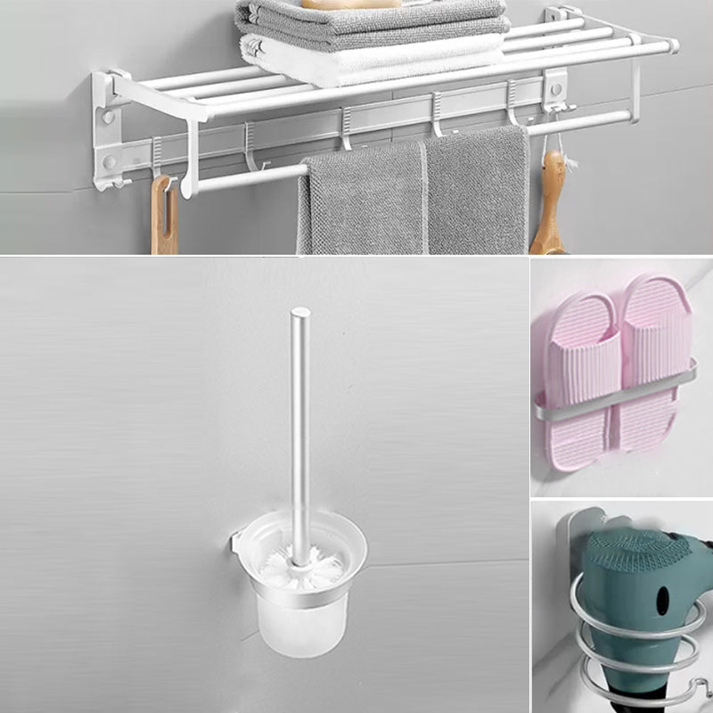 Modern Bathroom Accessories Hardware Set White Metal Bathroom Accessory Kit 4-Piece Set (Toilet Brush) Clearhalo 'Bathroom Hardware Sets' 'Bathroom Hardware' 'Bathroom Remodel & Bathroom Fixtures' 'bathroom_hardware_sets' 'Home Improvement' 'home_improvement' 'home_improvement_bathroom_hardware_sets' 7397059