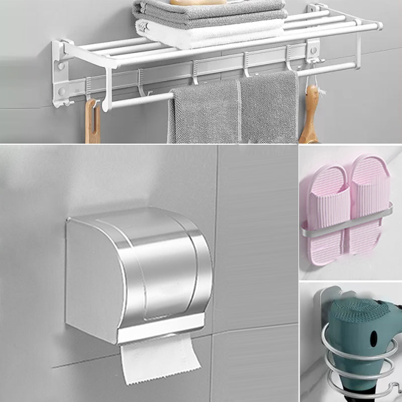 Modern Bathroom Accessories Hardware Set White Metal Bathroom Accessory Kit 4-Piece Set (Toilet Paper Holder) Clearhalo 'Bathroom Hardware Sets' 'Bathroom Hardware' 'Bathroom Remodel & Bathroom Fixtures' 'bathroom_hardware_sets' 'Home Improvement' 'home_improvement' 'home_improvement_bathroom_hardware_sets' 7397061