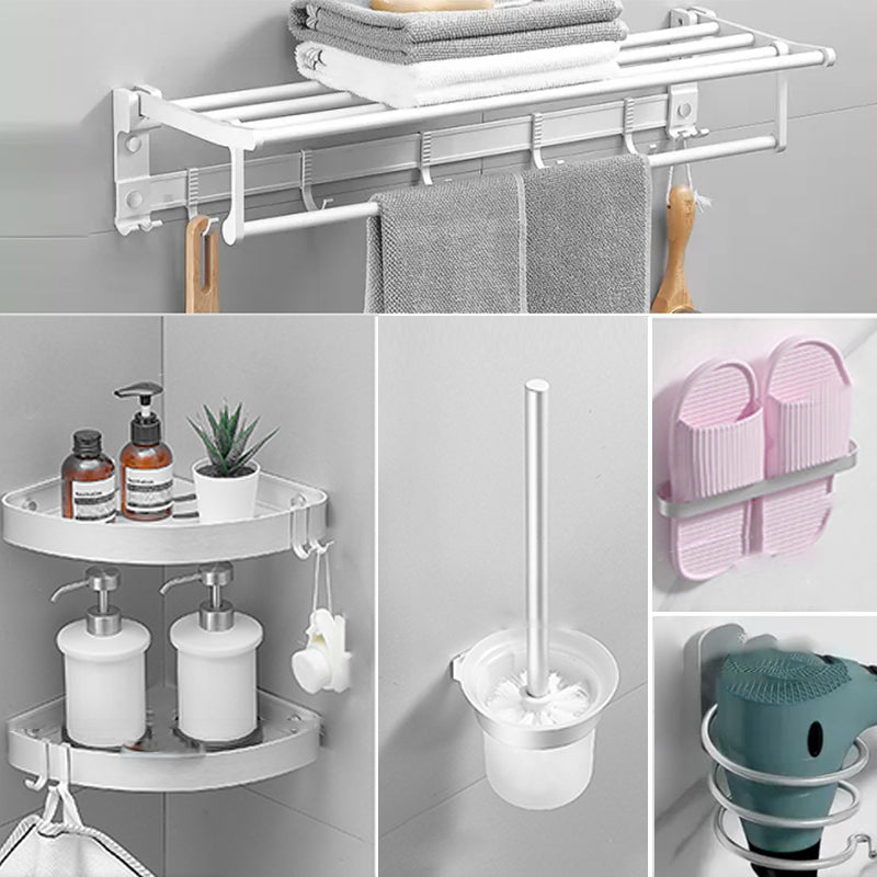 Modern Bathroom Accessories Hardware Set White Metal Bathroom Accessory Kit 6-Piece Set (Toilet Brush) Clearhalo 'Bathroom Hardware Sets' 'Bathroom Hardware' 'Bathroom Remodel & Bathroom Fixtures' 'bathroom_hardware_sets' 'Home Improvement' 'home_improvement' 'home_improvement_bathroom_hardware_sets' 7397063