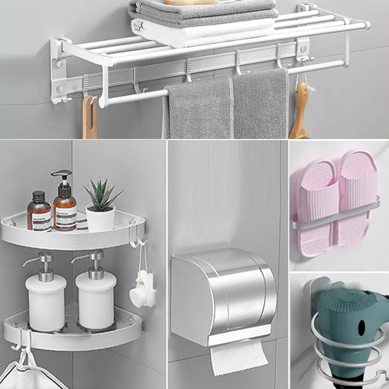 Modern Bathroom Accessories Hardware Set White Metal Bathroom Accessory Kit 6-Piece Set (Toilet Paper Holder) Clearhalo 'Bathroom Hardware Sets' 'Bathroom Hardware' 'Bathroom Remodel & Bathroom Fixtures' 'bathroom_hardware_sets' 'Home Improvement' 'home_improvement' 'home_improvement_bathroom_hardware_sets' 7397065