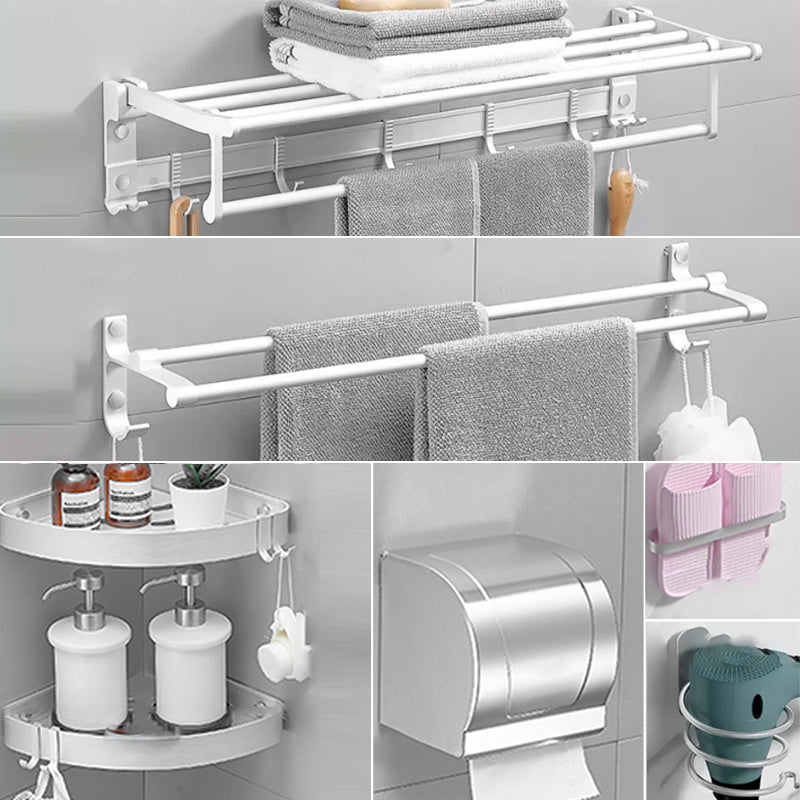 Modern Bathroom Accessories Hardware Set White Metal Bathroom Accessory Kit 7-Piece Set (Toilet Paper Holder) Clearhalo 'Bathroom Hardware Sets' 'Bathroom Hardware' 'Bathroom Remodel & Bathroom Fixtures' 'bathroom_hardware_sets' 'Home Improvement' 'home_improvement' 'home_improvement_bathroom_hardware_sets' 7397068