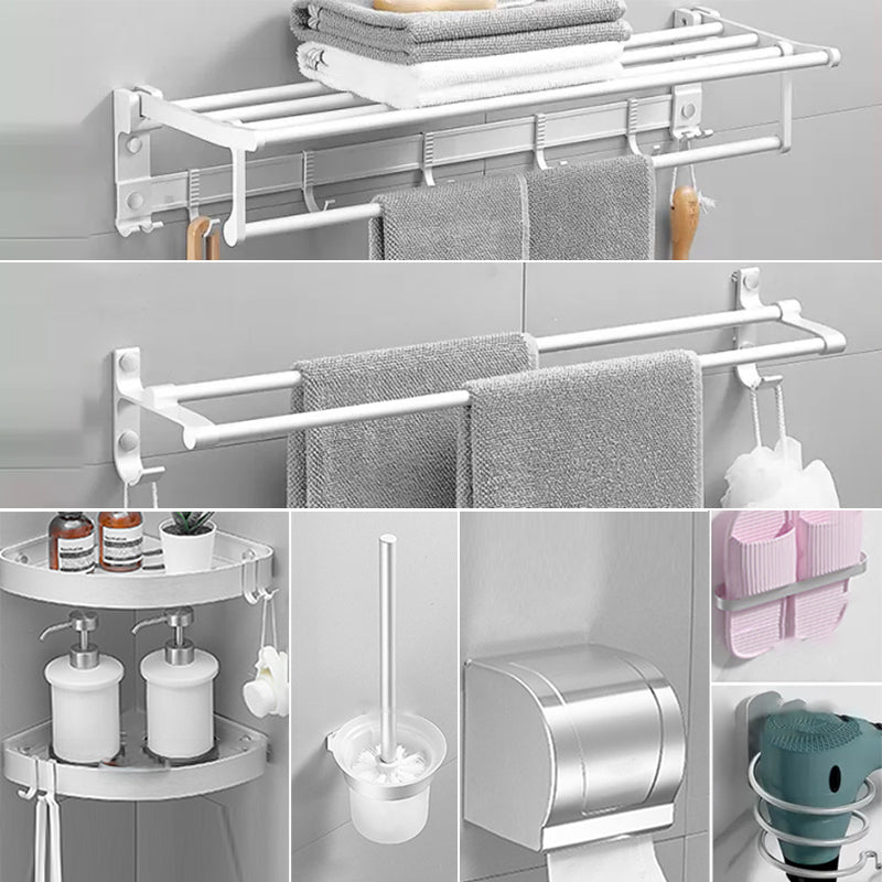 Modern Bathroom Accessories Hardware Set White Metal Bathroom Accessory Kit 8-Piece Set Clearhalo 'Bathroom Hardware Sets' 'Bathroom Hardware' 'Bathroom Remodel & Bathroom Fixtures' 'bathroom_hardware_sets' 'Home Improvement' 'home_improvement' 'home_improvement_bathroom_hardware_sets' 7397070