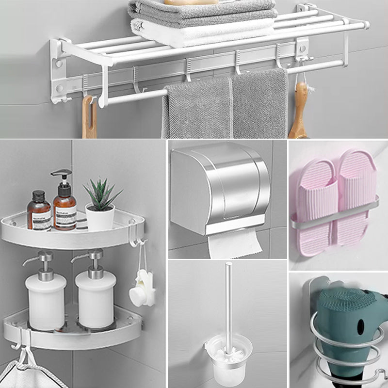 Modern Bathroom Accessories Hardware Set White Metal Bathroom Accessory Kit 7-Piece Set (Toilet Brush) Clearhalo 'Bathroom Hardware Sets' 'Bathroom Hardware' 'Bathroom Remodel & Bathroom Fixtures' 'bathroom_hardware_sets' 'Home Improvement' 'home_improvement' 'home_improvement_bathroom_hardware_sets' 7397074