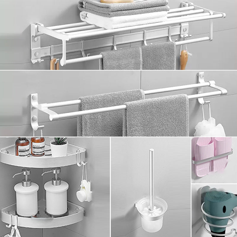 Modern Bathroom Accessories Hardware Set White Metal Bathroom Accessory Kit 7-Piece Set (Towel Bar) Clearhalo 'Bathroom Hardware Sets' 'Bathroom Hardware' 'Bathroom Remodel & Bathroom Fixtures' 'bathroom_hardware_sets' 'Home Improvement' 'home_improvement' 'home_improvement_bathroom_hardware_sets' 7397075