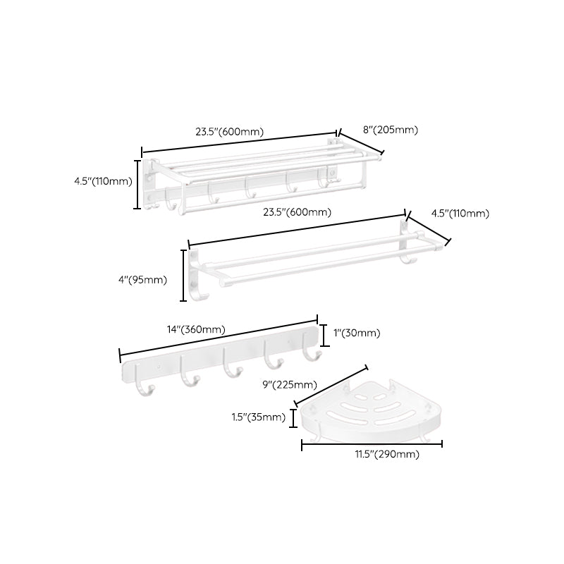Modern Bathroom Accessories Hardware Set White Metal Bathroom Accessory Kit Clearhalo 'Bathroom Hardware Sets' 'Bathroom Hardware' 'Bathroom Remodel & Bathroom Fixtures' 'bathroom_hardware_sets' 'Home Improvement' 'home_improvement' 'home_improvement_bathroom_hardware_sets' 7397076