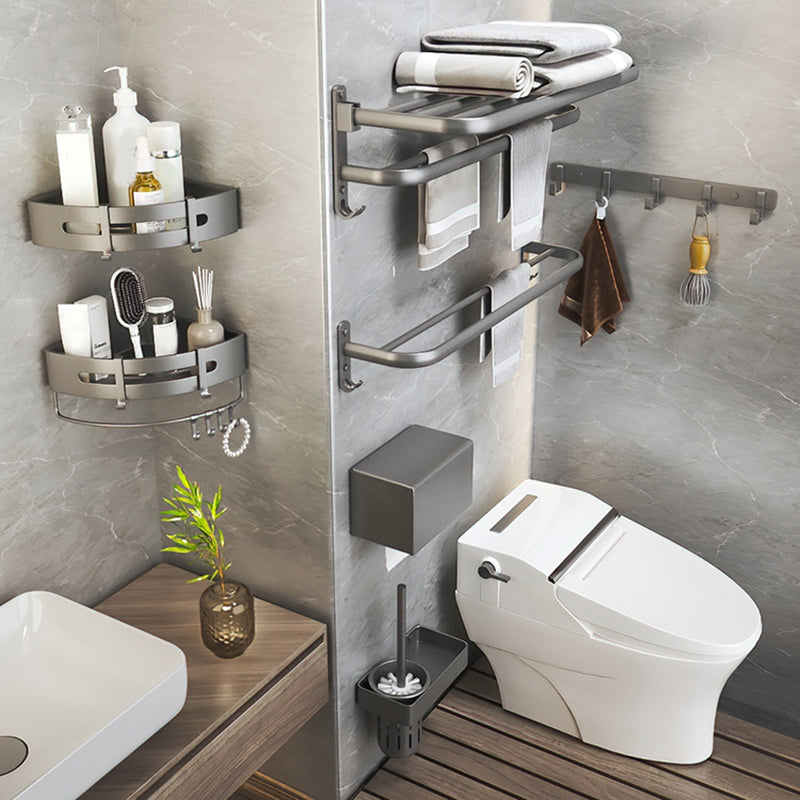 Modern Bathroom Accessories Hardware Set Grey Metal Bathroom Accessory Kit Anti-rust Clearhalo 'Bathroom Hardware Sets' 'Bathroom Hardware' 'Bathroom Remodel & Bathroom Fixtures' 'bathroom_hardware_sets' 'Home Improvement' 'home_improvement' 'home_improvement_bathroom_hardware_sets' 7397080
