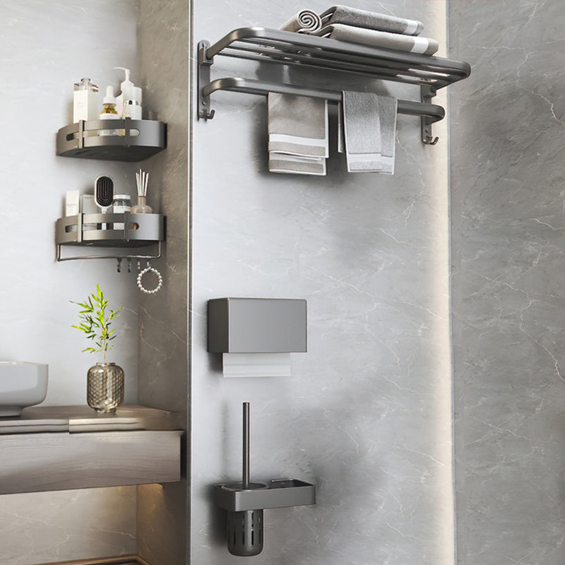 Modern Bathroom Accessories Hardware Set Grey Metal Bathroom Accessory Kit Anti-rust 5-Piece Set (Toilet Brush) Clearhalo 'Bathroom Hardware Sets' 'Bathroom Hardware' 'Bathroom Remodel & Bathroom Fixtures' 'bathroom_hardware_sets' 'Home Improvement' 'home_improvement' 'home_improvement_bathroom_hardware_sets' 7397086