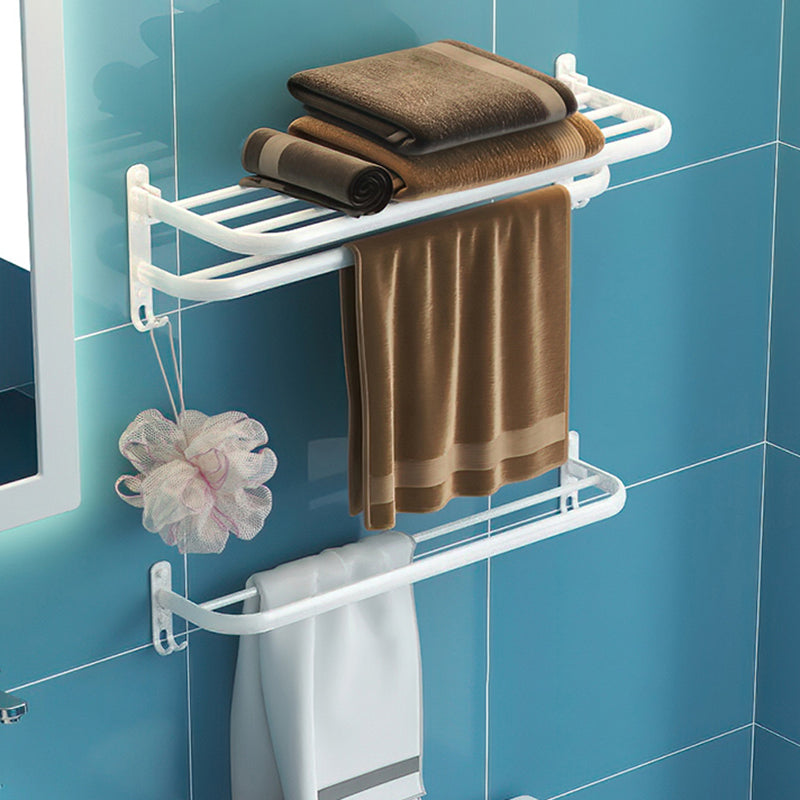 Modern Bathroom Hardware Set White Metal Bathroom Accessory Kit Towel Rack with Towel Bar Clearhalo 'Bathroom Hardware Sets' 'Bathroom Hardware' 'Bathroom Remodel & Bathroom Fixtures' 'bathroom_hardware_sets' 'Home Improvement' 'home_improvement' 'home_improvement_bathroom_hardware_sets' 7397113