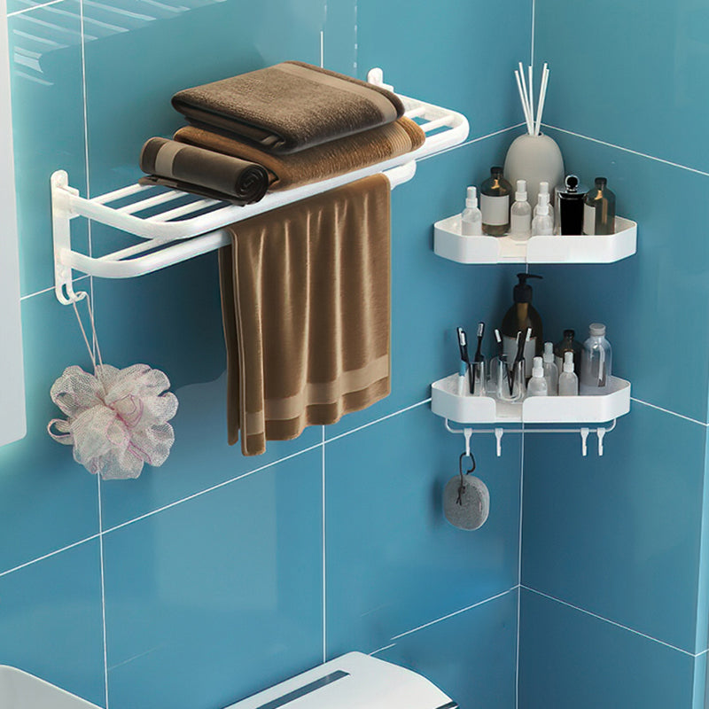 Modern Bathroom Hardware Set White Metal Bathroom Accessory Kit 3-Piece Set(Double Deck Shelves) Clearhalo 'Bathroom Hardware Sets' 'Bathroom Hardware' 'Bathroom Remodel & Bathroom Fixtures' 'bathroom_hardware_sets' 'Home Improvement' 'home_improvement' 'home_improvement_bathroom_hardware_sets' 7397126