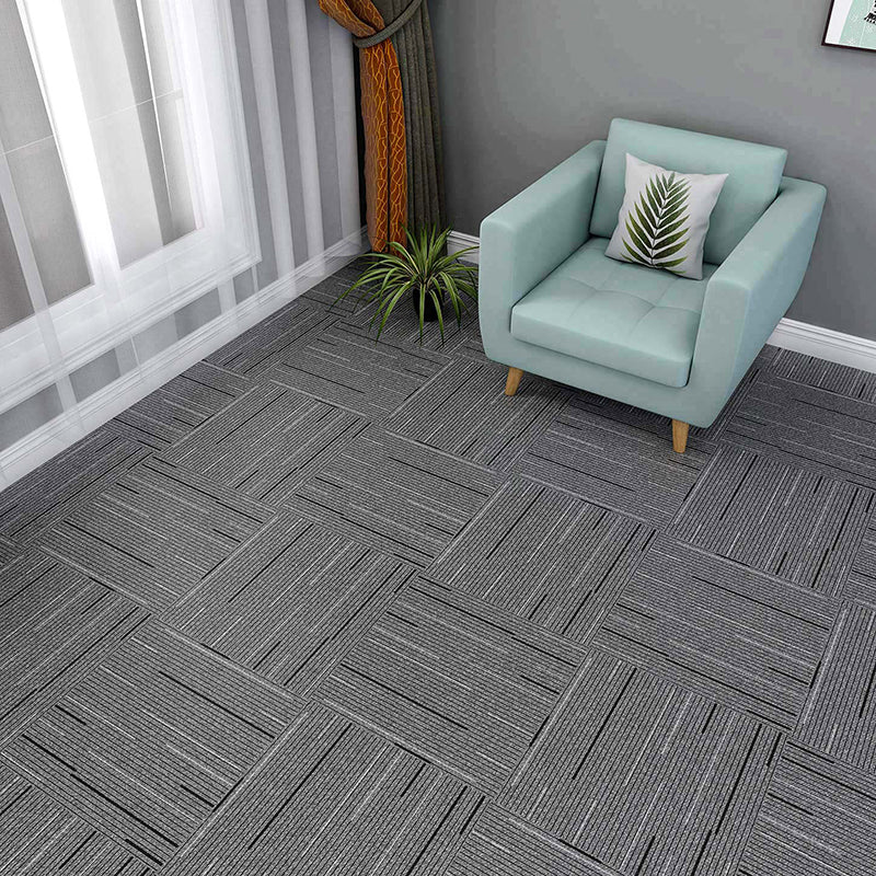 Fabric Look Plastic Floor Square Edge Water Resistant Floor Tile Black-Gray Clearhalo 'Flooring 'Home Improvement' 'home_improvement' 'home_improvement_vinyl_flooring' 'Vinyl Flooring' 'vinyl_flooring' Walls and Ceiling' 7397325