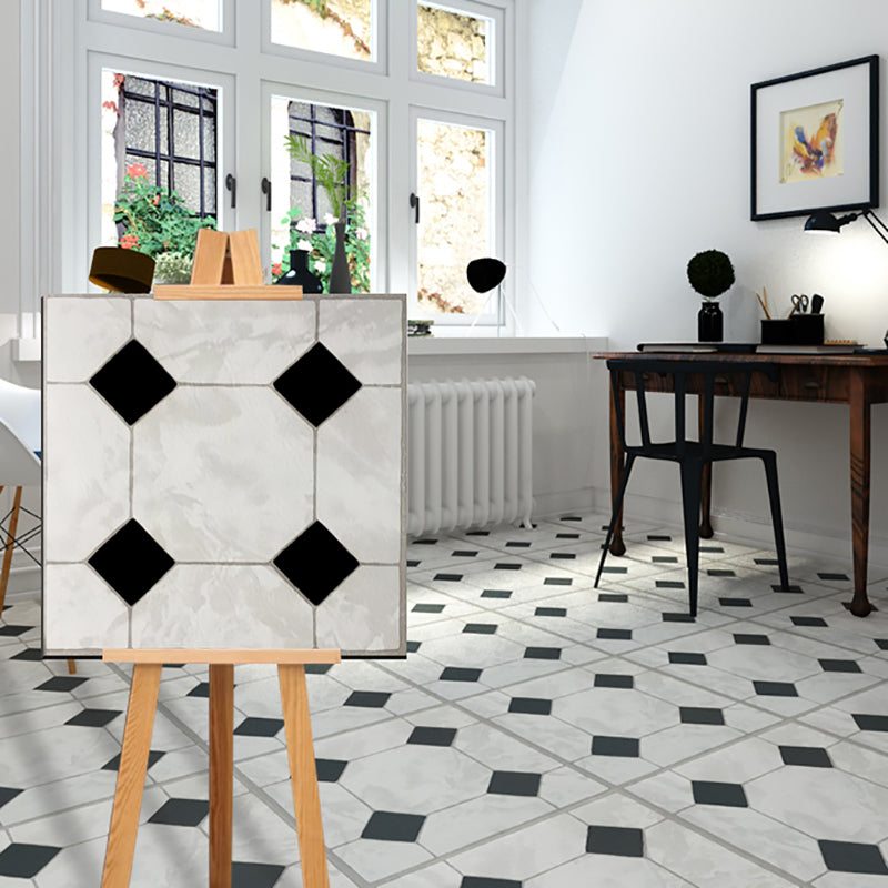 Square Scratch Resistant Plastic floor Water Resistant Floor Tile Black White Clearhalo 'Flooring 'Home Improvement' 'home_improvement' 'home_improvement_vinyl_flooring' 'Vinyl Flooring' 'vinyl_flooring' Walls and Ceiling' 7398189