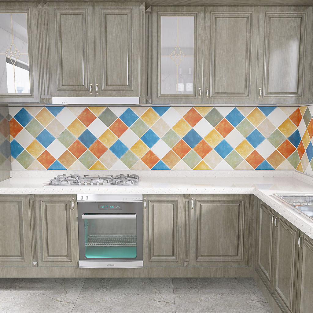 Modern Peel and Stick Backsplash Wall Tile Plastic Mosaic Tile Wallpaper for Kitchen Blue-Orange Matte Clearhalo 'Flooring 'Home Improvement' 'home_improvement' 'home_improvement_peel_stick_blacksplash' 'Peel & Stick Backsplash Tile' 'peel_stick_blacksplash' 'Walls & Ceilings' Walls and Ceiling' 7398202