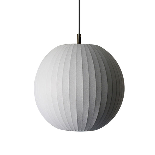White Sphere Ceiling Pendant Minimalist Single 12"/16" Wide Fabric Hanging Light Fixture for Dining Room Clearhalo 'Ceiling Lights' 'Modern Pendants' 'Modern' 'Pendant Lights' 'Pendants' Lighting' 739835