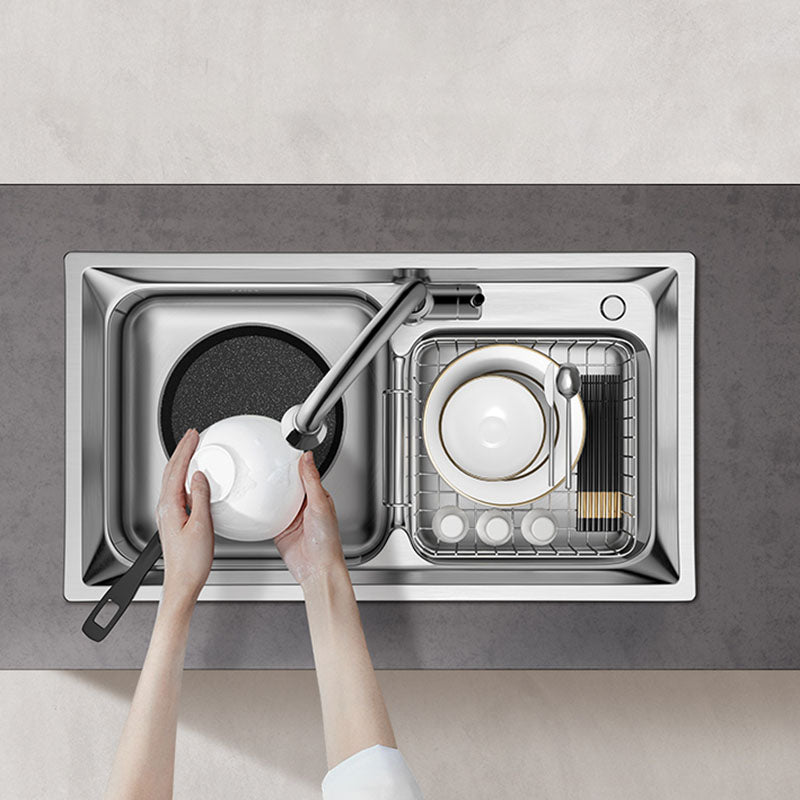 Stainless Steel Kitchen Sink Double Basin Rectangle Sink with Drain Assembly Clearhalo 'Home Improvement' 'home_improvement' 'home_improvement_kitchen_sinks' 'Kitchen Remodel & Kitchen Fixtures' 'Kitchen Sinks & Faucet Components' 'Kitchen Sinks' 'kitchen_sinks' 7398522