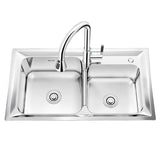 Stainless Steel Kitchen Sink Double Basin Rectangle Sink with Drain Assembly Clearhalo 'Home Improvement' 'home_improvement' 'home_improvement_kitchen_sinks' 'Kitchen Remodel & Kitchen Fixtures' 'Kitchen Sinks & Faucet Components' 'Kitchen Sinks' 'kitchen_sinks' 7398523