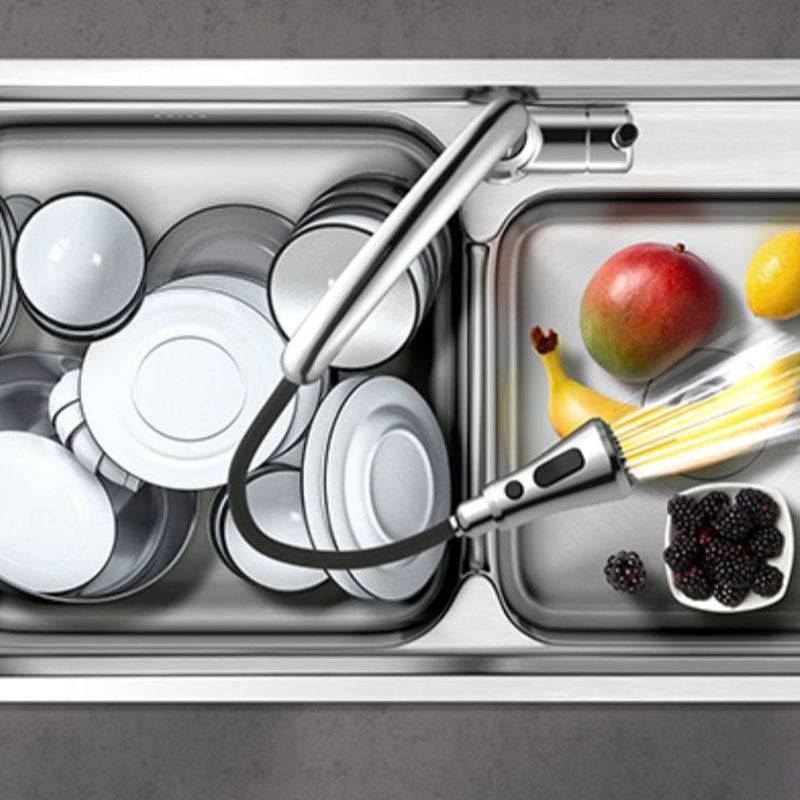 Stainless Steel Kitchen Sink Double Basin Rectangle Sink with Drain Assembly Clearhalo 'Home Improvement' 'home_improvement' 'home_improvement_kitchen_sinks' 'Kitchen Remodel & Kitchen Fixtures' 'Kitchen Sinks & Faucet Components' 'Kitchen Sinks' 'kitchen_sinks' 7398526