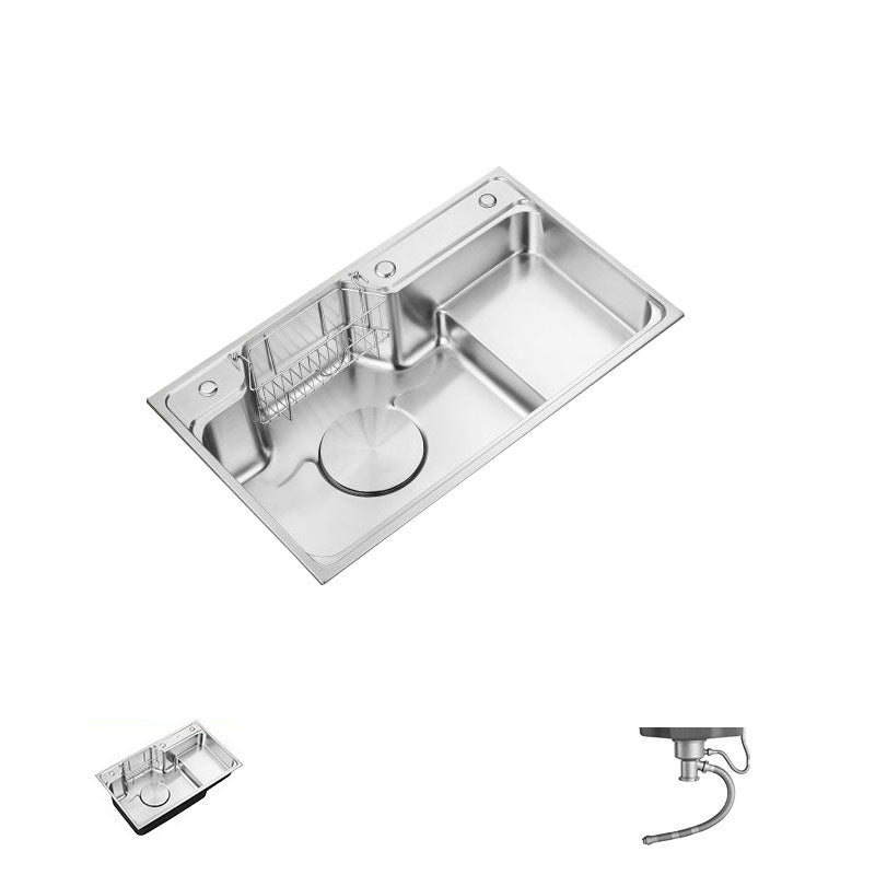 Rectangle Stainless Steel Kitchen Sink Double Basin Sink with Drain Assembly Sink Only No Faucet Clearhalo 'Home Improvement' 'home_improvement' 'home_improvement_kitchen_sinks' 'Kitchen Remodel & Kitchen Fixtures' 'Kitchen Sinks & Faucet Components' 'Kitchen Sinks' 'kitchen_sinks' 7398533