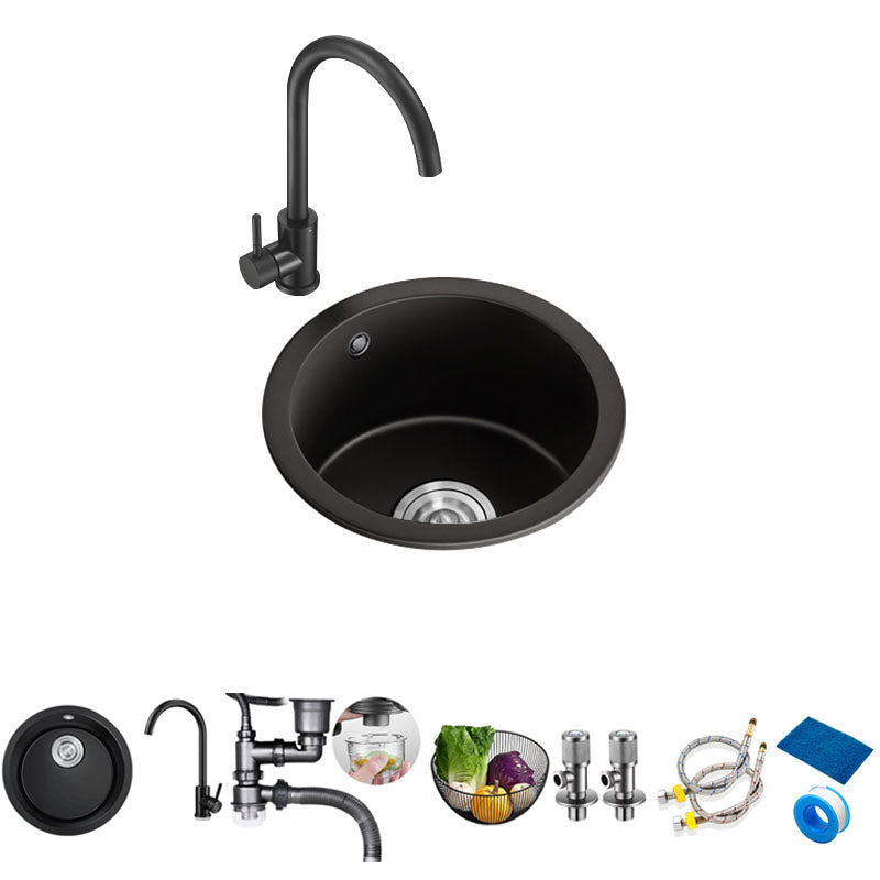 Single Bowl Kitchen Sink Quartz Round Shape Kitchen Sink with Strainer Sink with Faucet Round Faucet Clearhalo 'Home Improvement' 'home_improvement' 'home_improvement_kitchen_sinks' 'Kitchen Remodel & Kitchen Fixtures' 'Kitchen Sinks & Faucet Components' 'Kitchen Sinks' 'kitchen_sinks' 7398545