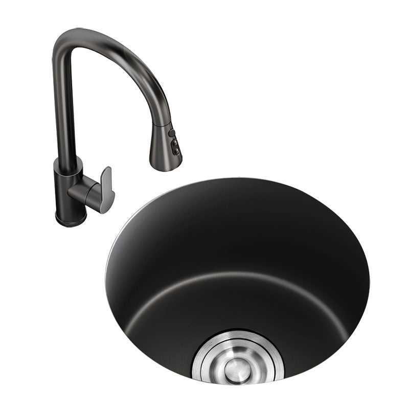 Single Bowl Kitchen Sink Quartz Round Shape Kitchen Sink with Strainer Clearhalo 'Home Improvement' 'home_improvement' 'home_improvement_kitchen_sinks' 'Kitchen Remodel & Kitchen Fixtures' 'Kitchen Sinks & Faucet Components' 'Kitchen Sinks' 'kitchen_sinks' 7398552