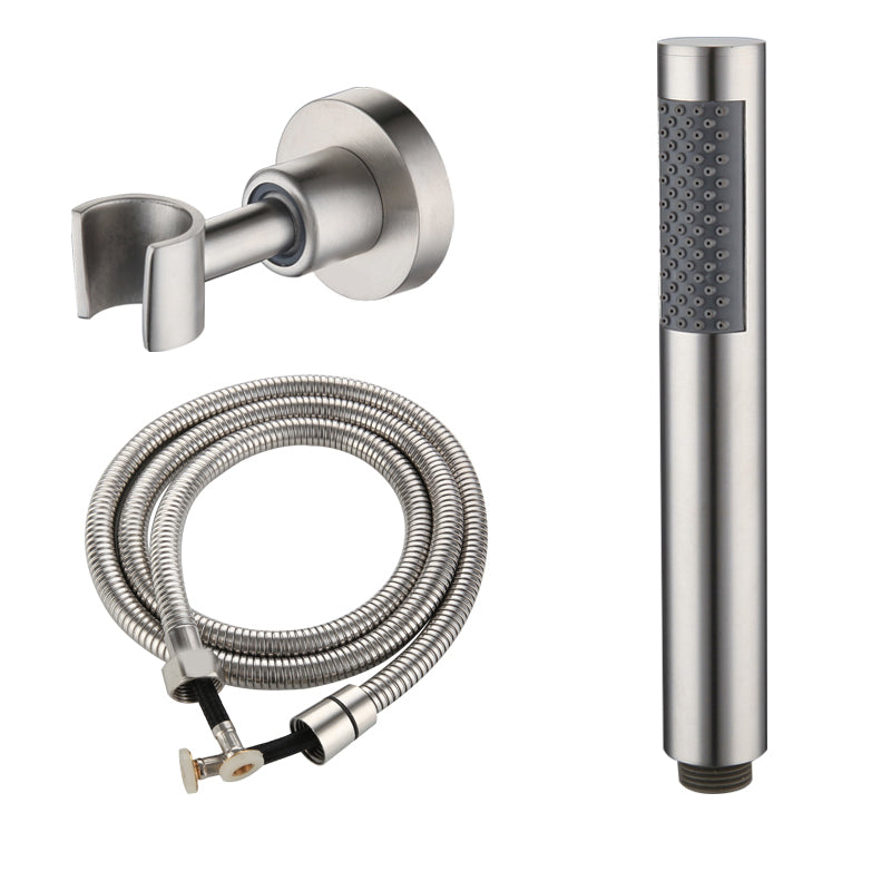 Cylindrical Hand Shower with Self-Cleaning Stainless Steel Wall-Mount Showerhead Shower & Hose & Universal Wall Seat Clearhalo 'Bathroom Remodel & Bathroom Fixtures' 'Home Improvement' 'home_improvement' 'home_improvement_shower_heads' 'Shower Heads' 'shower_heads' 'Showers & Bathtubs Plumbing' 'Showers & Bathtubs' 7398596