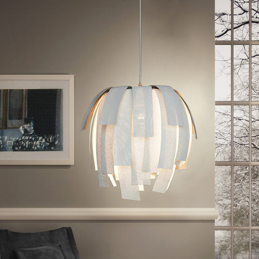 Fabric Sphere-Like Pendant Lamp Contemporary 1 Bulb White Hanging Light with Fringe Clearhalo 'Ceiling Lights' 'Modern Pendants' 'Modern' 'Pendant Lights' 'Pendants' Lighting' 739859