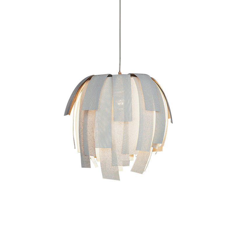 Fabric Sphere-Like Pendant Lamp Contemporary 1 Bulb White Hanging Light with Fringe Clearhalo 'Ceiling Lights' 'Modern Pendants' 'Modern' 'Pendant Lights' 'Pendants' Lighting' 739860