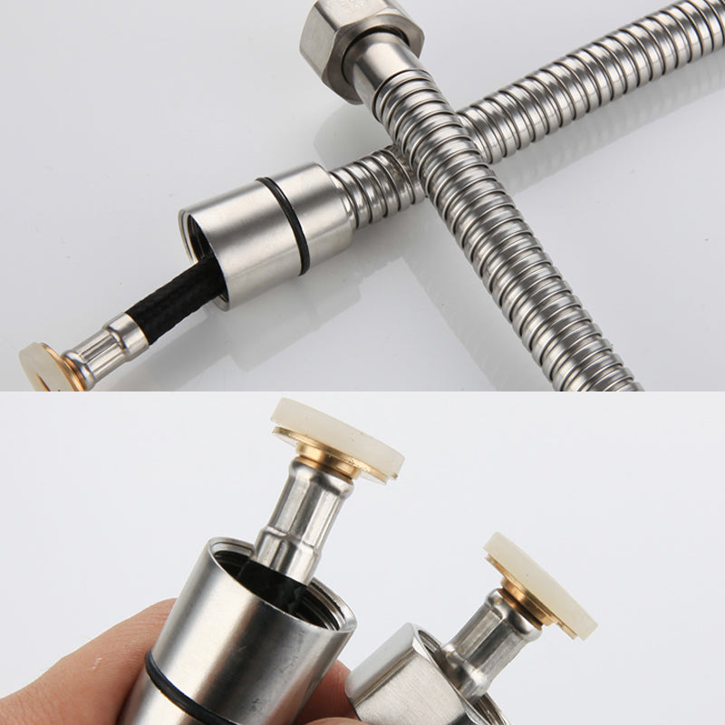 Cylindrical Hand Shower with Self-Cleaning Stainless Steel Wall-Mount Showerhead Clearhalo 'Bathroom Remodel & Bathroom Fixtures' 'Home Improvement' 'home_improvement' 'home_improvement_shower_heads' 'Shower Heads' 'shower_heads' 'Showers & Bathtubs Plumbing' 'Showers & Bathtubs' 7398601
