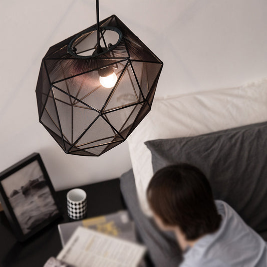 Geometric Bedroom Hanging Pendant Fabric Single Modern Suspended Lighting Fixture in Black/White Black Clearhalo 'Ceiling Lights' 'Modern Pendants' 'Modern' 'Pendant Lights' 'Pendants' Lighting' 739862