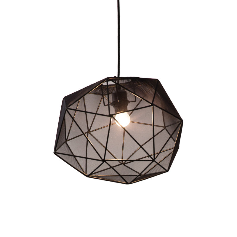 Geometric Bedroom Hanging Pendant Fabric Single Modern Suspended Lighting Fixture in Black/White Clearhalo 'Ceiling Lights' 'Modern Pendants' 'Modern' 'Pendant Lights' 'Pendants' Lighting' 739863