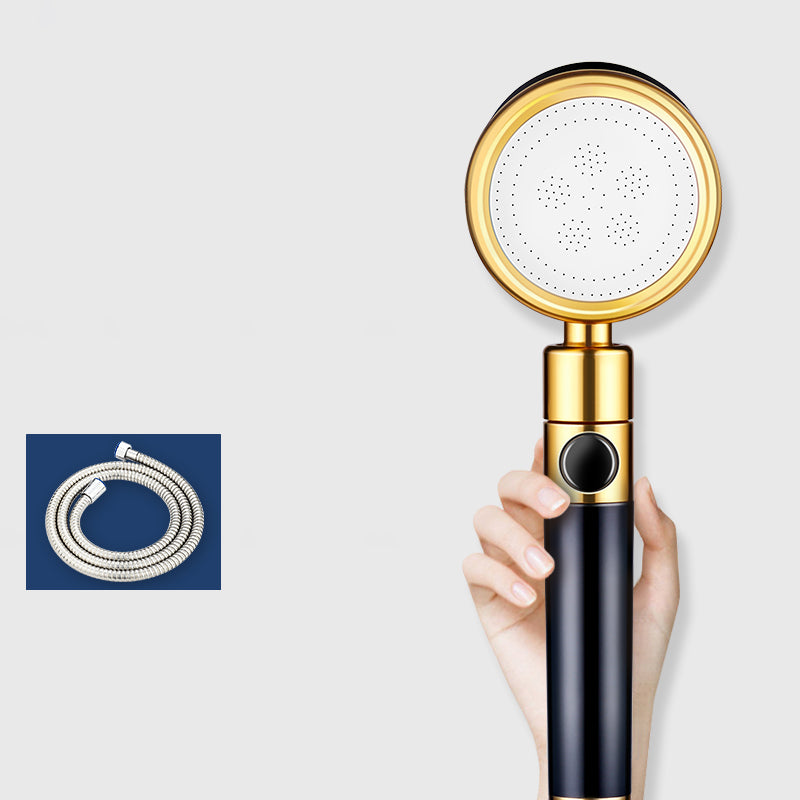 Modern Metal Hand Shower in Black Water Efficient Round Showerhead Shower & Explosion-proof Hose Clearhalo 'Bathroom Remodel & Bathroom Fixtures' 'Home Improvement' 'home_improvement' 'home_improvement_shower_heads' 'Shower Heads' 'shower_heads' 'Showers & Bathtubs Plumbing' 'Showers & Bathtubs' 7398636