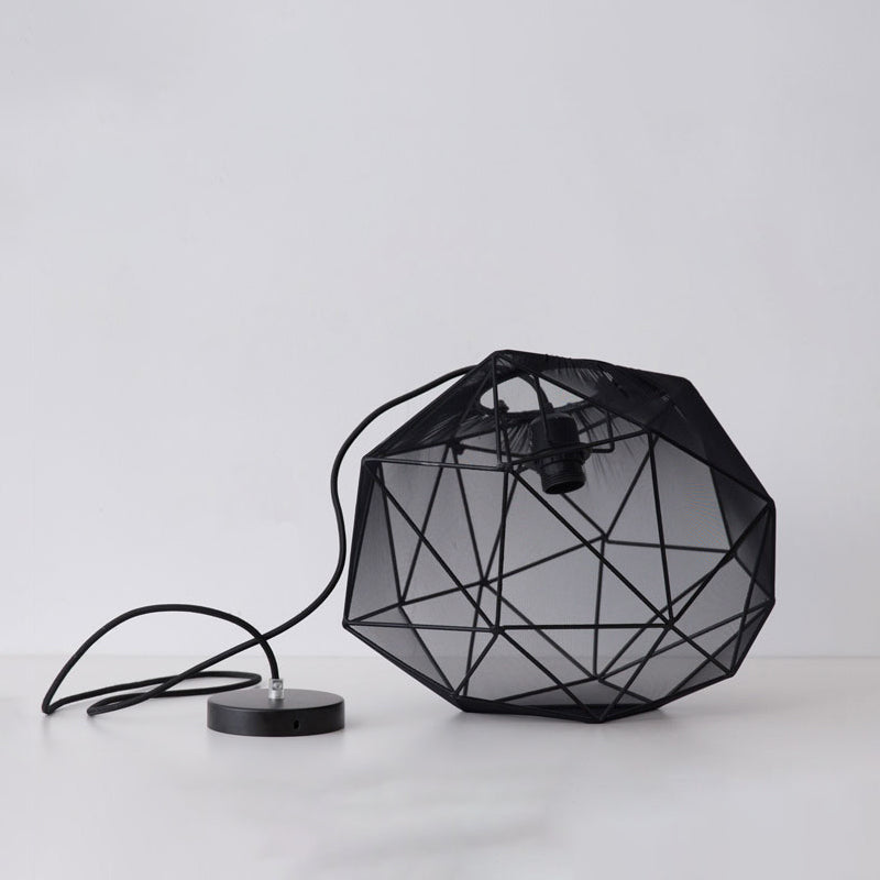 Geometric Bedroom Hanging Pendant Fabric Single Modern Suspended Lighting Fixture in Black/White Clearhalo 'Ceiling Lights' 'Modern Pendants' 'Modern' 'Pendant Lights' 'Pendants' Lighting' 739864