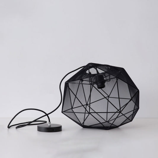 Geometric Bedroom Hanging Pendant Fabric Single Modern Suspended Lighting Fixture in Black/White Clearhalo 'Ceiling Lights' 'Modern Pendants' 'Modern' 'Pendant Lights' 'Pendants' Lighting' 739864