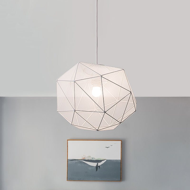Geometric Bedroom Hanging Pendant Fabric Single Modern Suspended Lighting Fixture in Black/White White Clearhalo 'Ceiling Lights' 'Modern Pendants' 'Modern' 'Pendant Lights' 'Pendants' Lighting' 739866