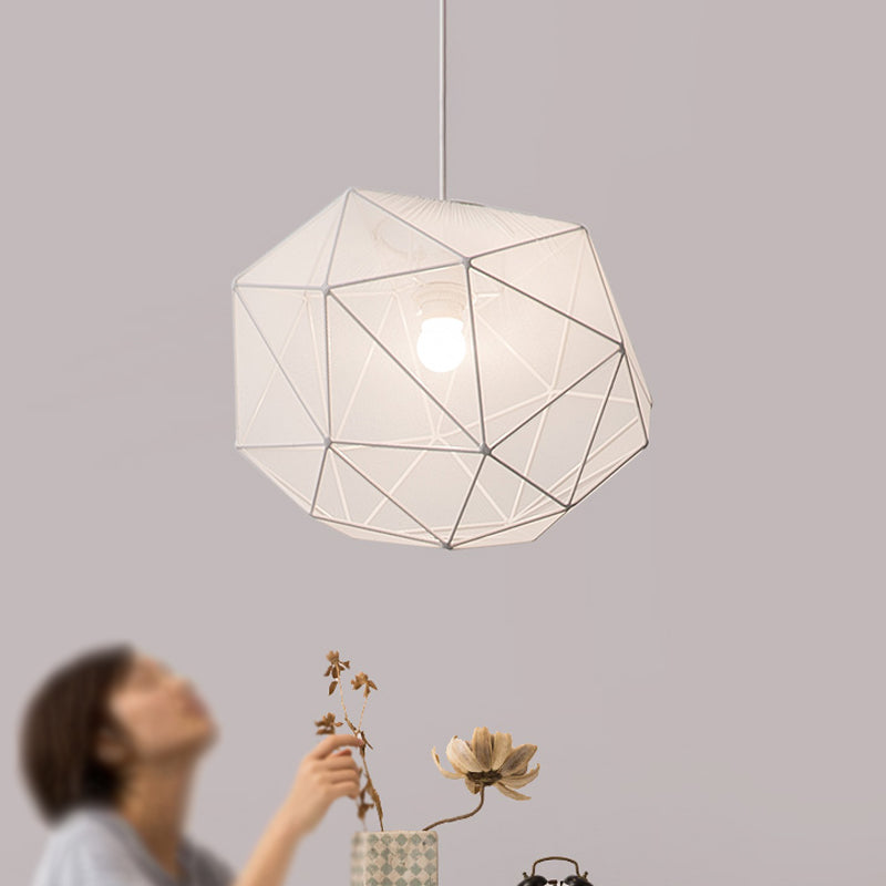 Geometric Bedroom Hanging Pendant Fabric Single Modern Suspended Lighting Fixture in Black/White Clearhalo 'Ceiling Lights' 'Modern Pendants' 'Modern' 'Pendant Lights' 'Pendants' Lighting' 739868