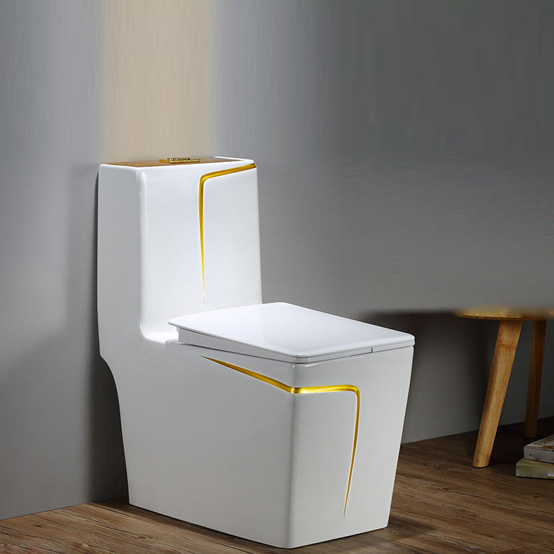 Floor Mounted Porcelain Urine Toilet Traditional Siphon Jet Flush Toilet 13"L x 27"W x 30"H White Gold Clearhalo 'Bathroom Remodel & Bathroom Fixtures' 'Home Improvement' 'home_improvement' 'home_improvement_toilets' 'Toilets & Bidets' 'Toilets' 7398866