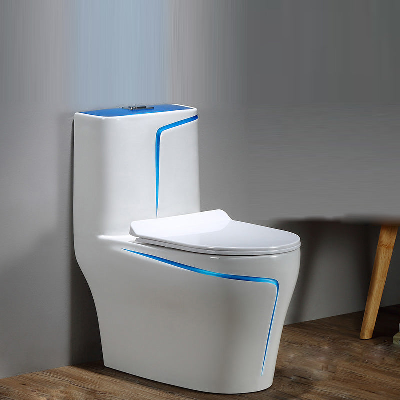 Floor Mounted Porcelain Urine Toilet Traditional Siphon Jet Flush Toilet 15"L x 27"W x 30"H Blue White 12" Clearhalo 'Bathroom Remodel & Bathroom Fixtures' 'Home Improvement' 'home_improvement' 'home_improvement_toilets' 'Toilets & Bidets' 'Toilets' 7398880