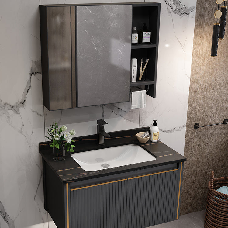 Metal Glam Bathroom Vanity Set Wall Mount Faucet Included Bathroom Vanity Clearhalo 'Bathroom Remodel & Bathroom Fixtures' 'Bathroom Vanities' 'bathroom_vanities' 'Home Improvement' 'home_improvement' 'home_improvement_bathroom_vanities' 7398921