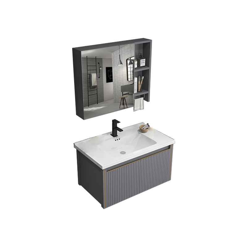 Metal Glam Bathroom Vanity Set Wall Mount Faucet Included Bathroom Vanity Vanity & Faucet & Mirror Cabinet Ceramic Clearhalo 'Bathroom Remodel & Bathroom Fixtures' 'Bathroom Vanities' 'bathroom_vanities' 'Home Improvement' 'home_improvement' 'home_improvement_bathroom_vanities' 7398923