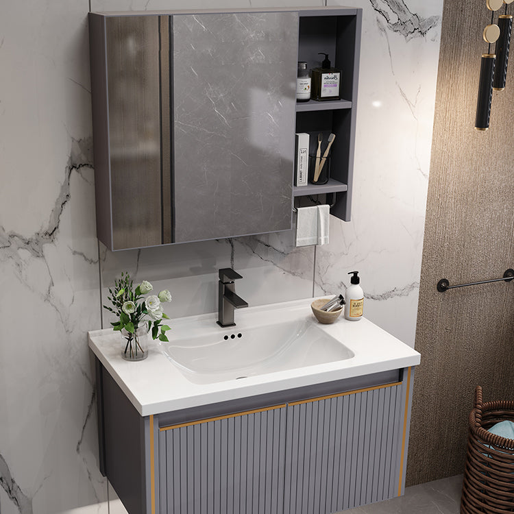 Metal Glam Bathroom Vanity Set Wall Mount Faucet Included Bathroom Vanity Clearhalo 'Bathroom Remodel & Bathroom Fixtures' 'Bathroom Vanities' 'bathroom_vanities' 'Home Improvement' 'home_improvement' 'home_improvement_bathroom_vanities' 7398924