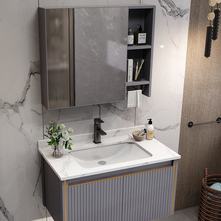 Metal Glam Bathroom Vanity Set Wall Mount Faucet Included Bathroom Vanity Clearhalo 'Bathroom Remodel & Bathroom Fixtures' 'Bathroom Vanities' 'bathroom_vanities' 'Home Improvement' 'home_improvement' 'home_improvement_bathroom_vanities' 7398926