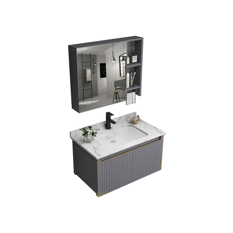 Metal Glam Bathroom Vanity Set Wall Mount Faucet Included Bathroom Vanity Vanity & Faucet & Mirror Cabinet Stone Clearhalo 'Bathroom Remodel & Bathroom Fixtures' 'Bathroom Vanities' 'bathroom_vanities' 'Home Improvement' 'home_improvement' 'home_improvement_bathroom_vanities' 7398929