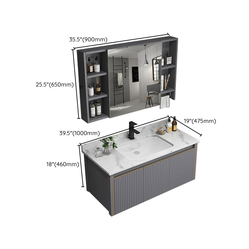 Metal Glam Bathroom Vanity Set Wall Mount Faucet Included Bathroom Vanity Clearhalo 'Bathroom Remodel & Bathroom Fixtures' 'Bathroom Vanities' 'bathroom_vanities' 'Home Improvement' 'home_improvement' 'home_improvement_bathroom_vanities' 7398948