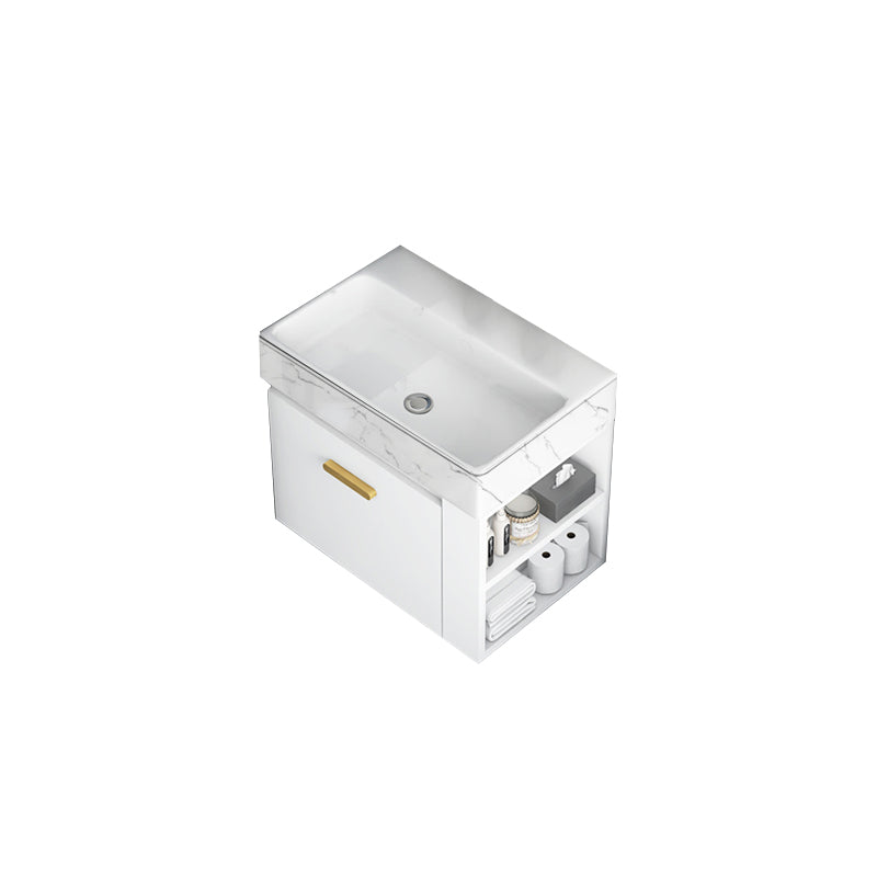 Wall Mount Rectangular Bathroom Vanity Glam White Ceramic Single Vanity Set Bathroom Vanity Black White Clearhalo 'Bathroom Remodel & Bathroom Fixtures' 'Bathroom Vanities' 'bathroom_vanities' 'Home Improvement' 'home_improvement' 'home_improvement_bathroom_vanities' 7398974